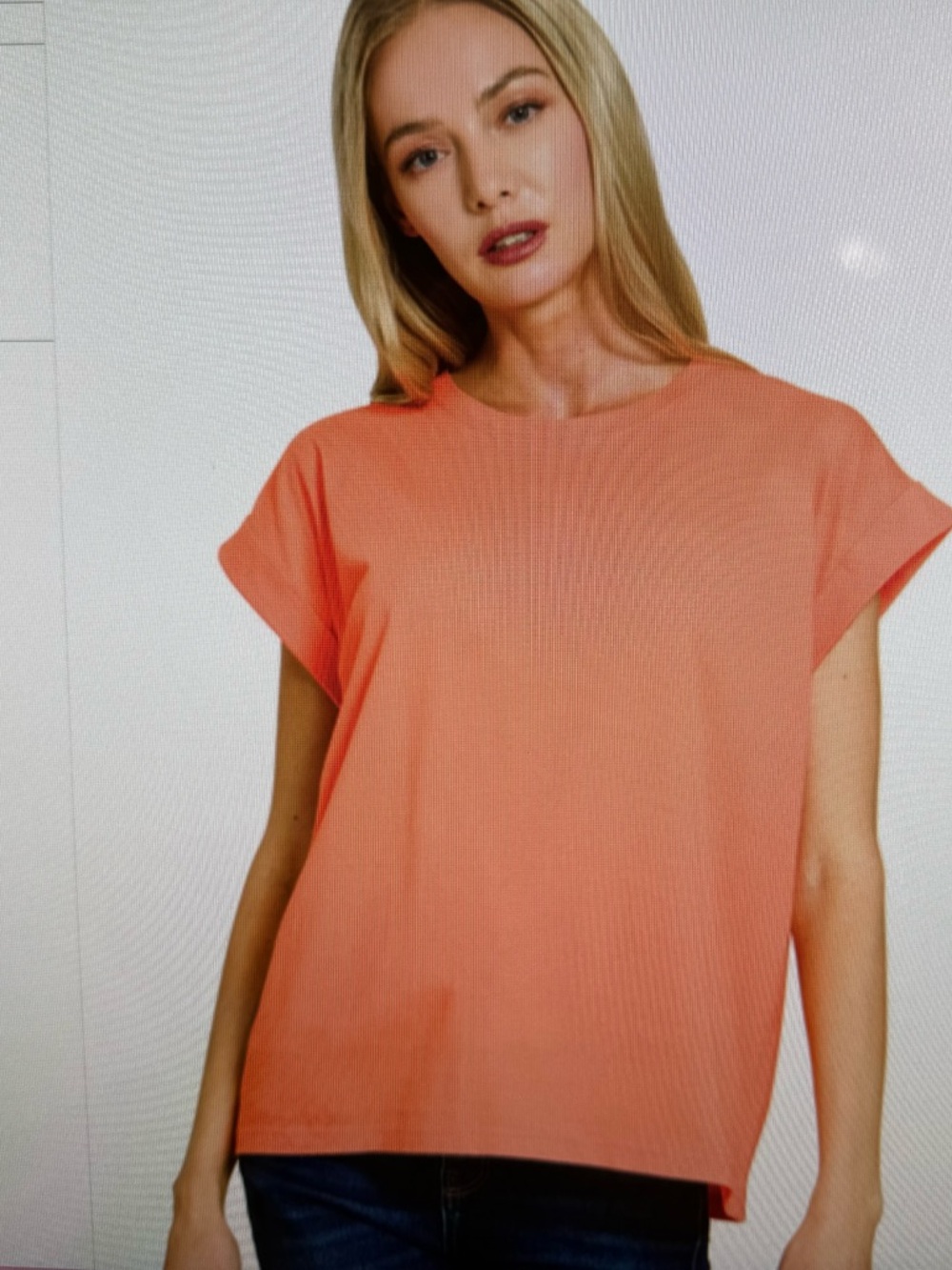 Z1 CORAL Zenana Round Neck Folded Short Sleeve T-Shirt Various Sizes